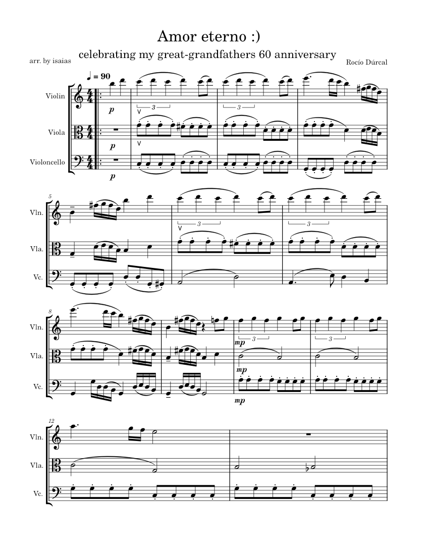 Amor eterno Sheet music for Violin, Viola, Cello (String Trio