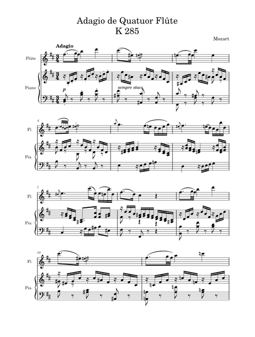 Flute Quartet in D major, KV 285, No. 2 – Wolfgang Amadeus Mozart