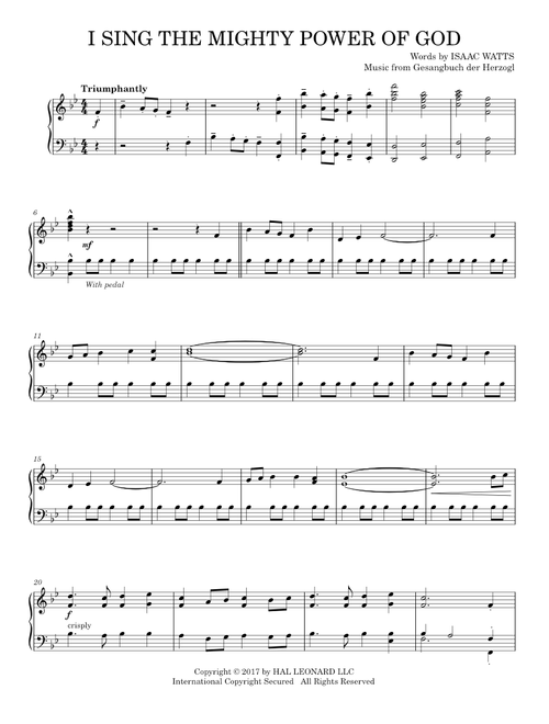 I Sing the Mighty Power of God - Isaac Watts (Piano Solo)