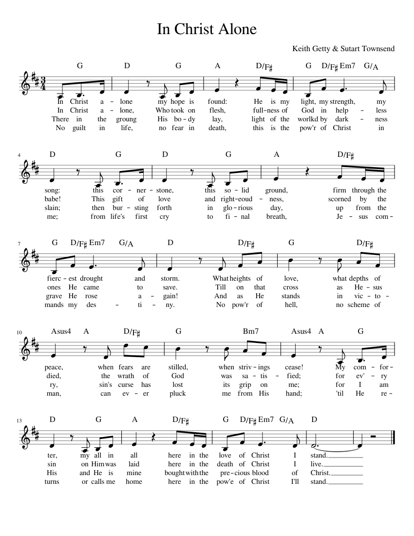 In Christ Alone Sheet Music with Chords for Piano (Solo) easy | MuseScore.com