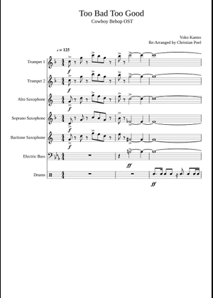 Too Bad Too Good - Cowboy Bebop Sheet Music for Tuba, Clarinet