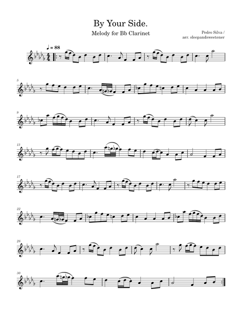 By Your Side. – Melody for Bb Clarinet