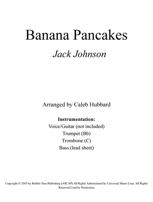 Banana Pancakes (Arr. Caleb Hubbard) - Jack Johnson (Piano-Vocal-Guitar (Piano Accompaniment))