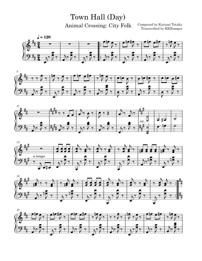 2024年新作 Town Easy (Solo) Piano for music Sheet (Day) Hall 邦楽
