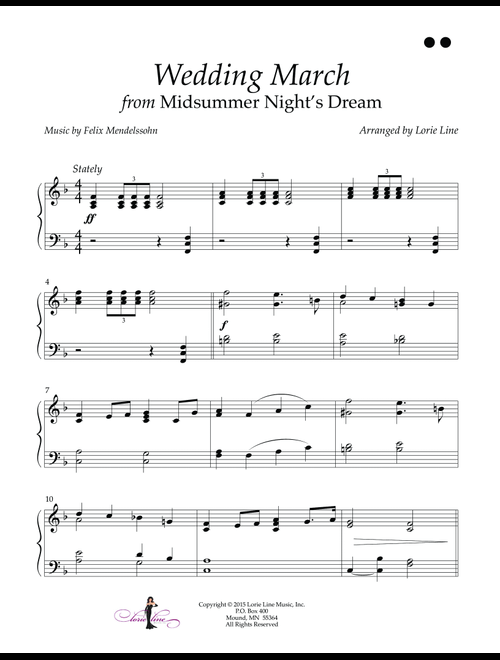 Wedding March (from Midsummer Night's Dream) (Arr. Lorie Line) (Piano Solo)
