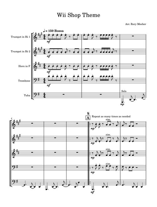 Wii Shop Theme (Arr. Rory Mosher) - Kazumi Totaka (Brass Ensemble)