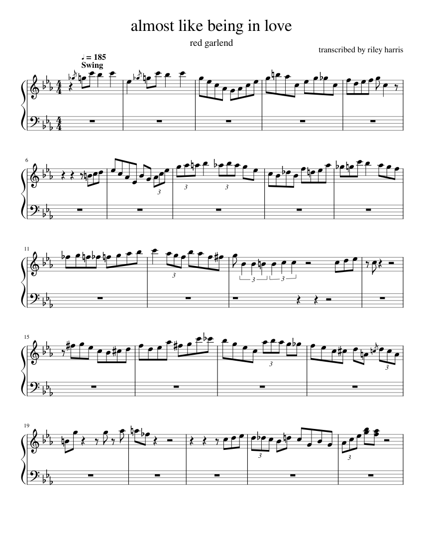 almost like being in love Sheet Music for Piano (Solo) Easy