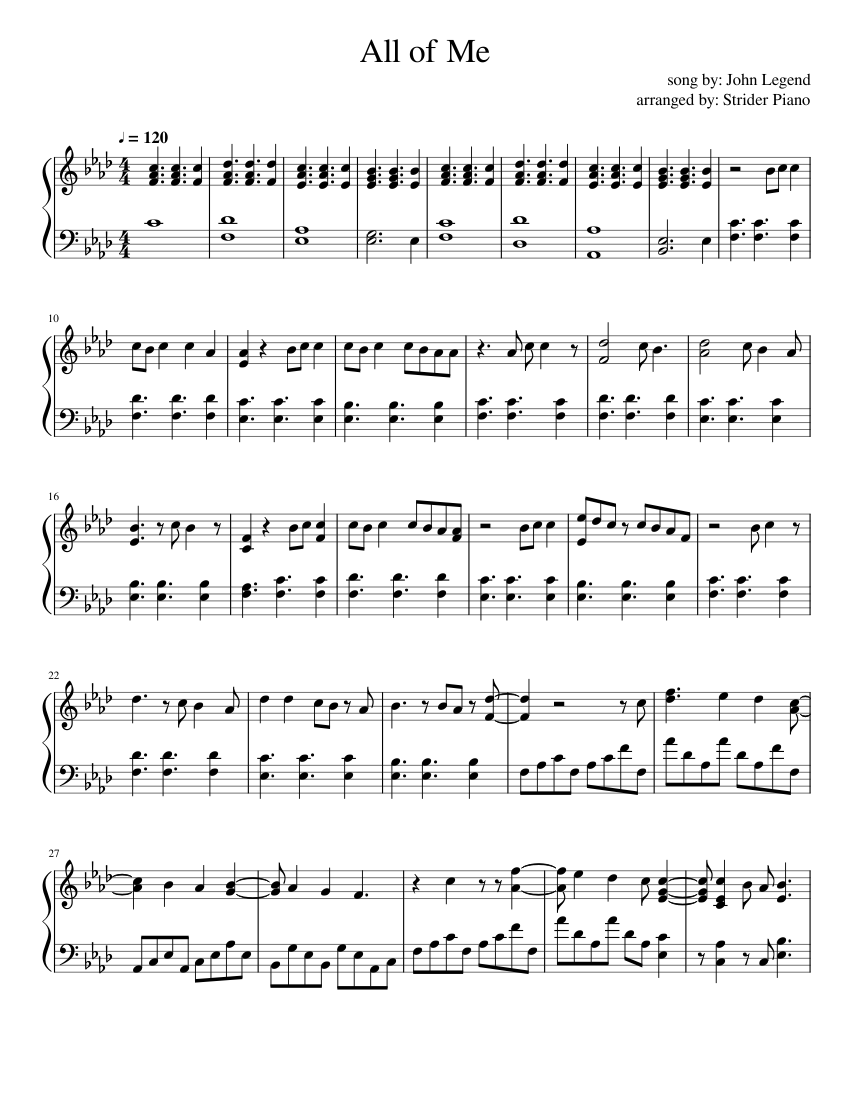 All of Me—John Legend piano cover Sheet music for Piano (Solo