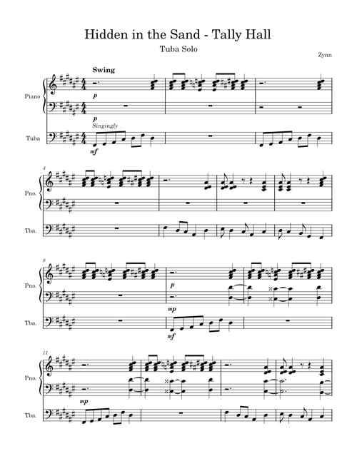 Hidden in the sand – Tally Hall Hidden in the sand - Tuba Solo