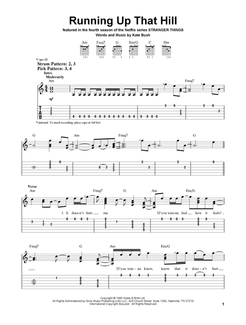 Running Up That Hill - Kate Bush (Easy Guitar with TAB)