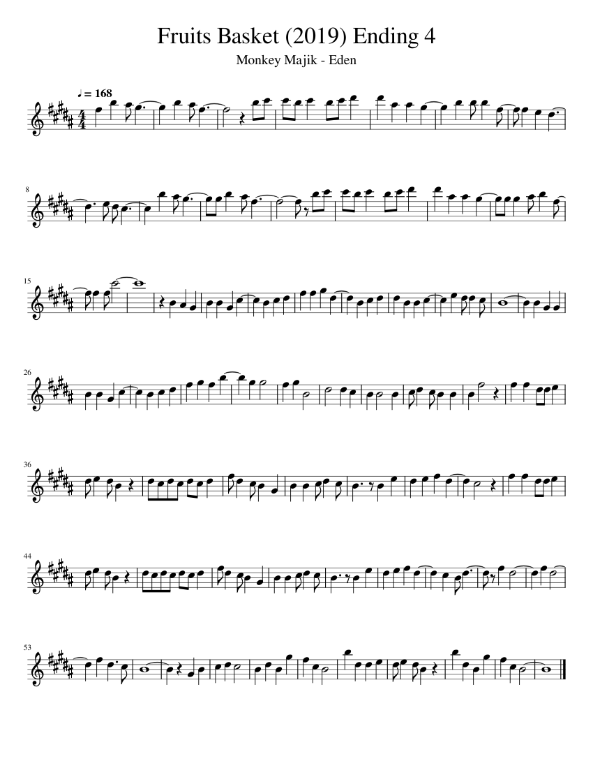 Fruits Basket (2019) Ending 4 Sheet Music for Flute (Solo