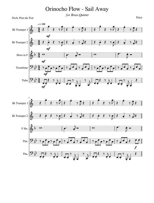 Orinoco Flow (Arr. Peet du Toit) - Enya (Brass Ensemble)