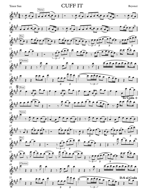 Cuff It (Arr. James Burwell) - Beyonce (Tenor Sax Solo)