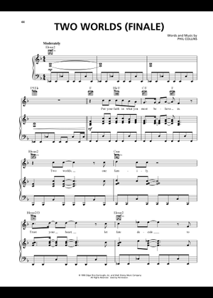 Two Worlds - from Disney's Tarzan Sheet Music for Piano (Solo