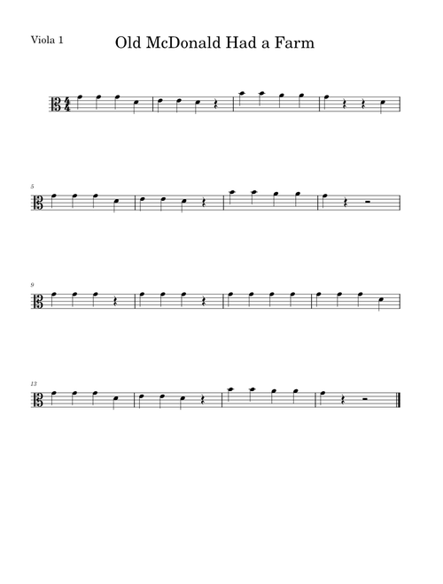 Old mcdonald had a farm – Misc Traditional Old McDonald Had a Farm-Viola 1
