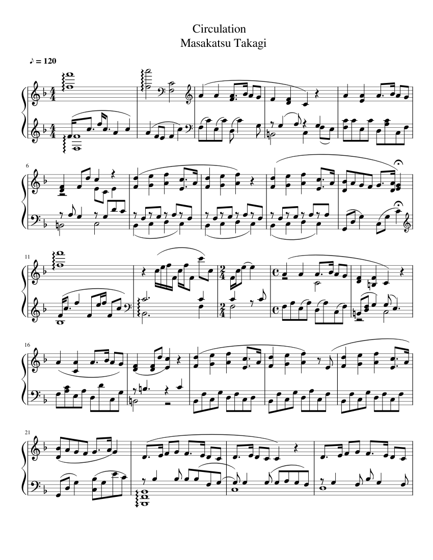Circulation めぐり – Takagi Masakatsu Sheet Music for Piano (Solo