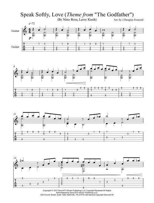 Speak Softly, Love (love Theme) (Arr. James D. Esmond) - Andy Williams (Solo Guitar)