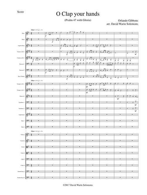 O Clap your Hands (Orlando Gibbons visits Venice) for wind, strings and brass choirs (Arr. David Warin Solomons) (Full Orchestra)