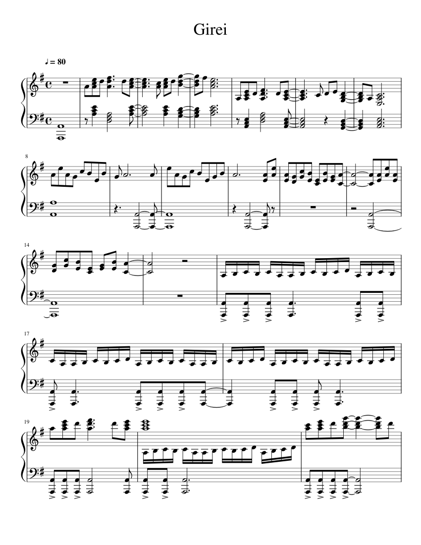 Girei (Declaration of a God) Pain's Theme Sheet music for Piano (Solo) | Musescore.com