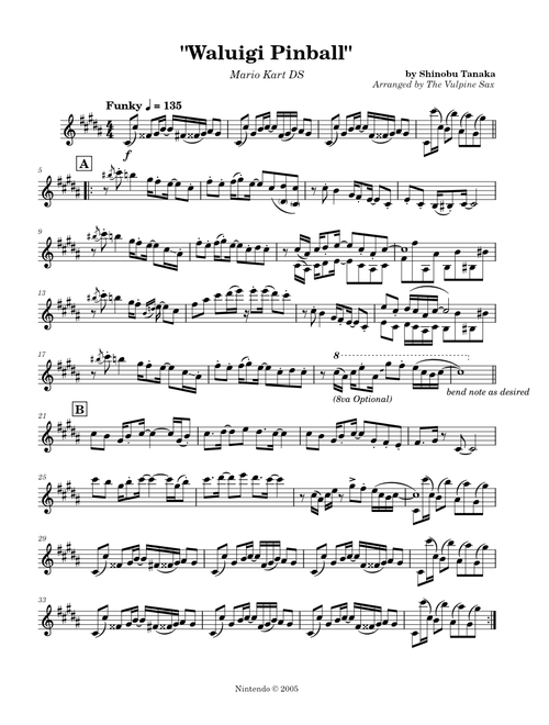 Waluigi Pinball Alto / Bari Saxophone Solo