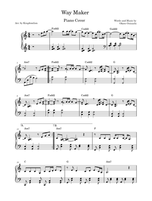 Way Maker – Okoro Osinachi Easy Piano Cover
