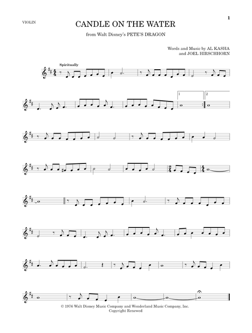 Candle On The Water (from Pete's Dragon) - Helen Reddy (Violin Solo)