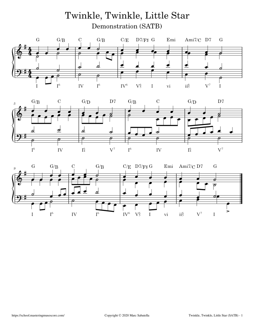 Twinkle twinkle store piano chord
