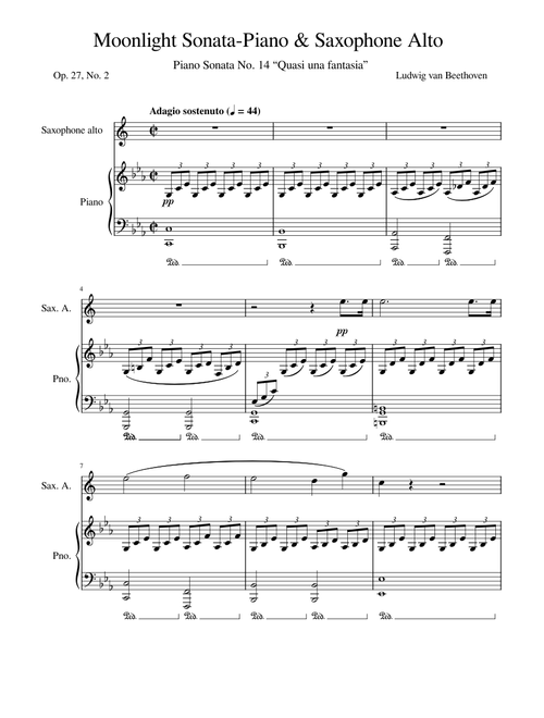 Moonlight Sonata Beethoven piano & saxo alto