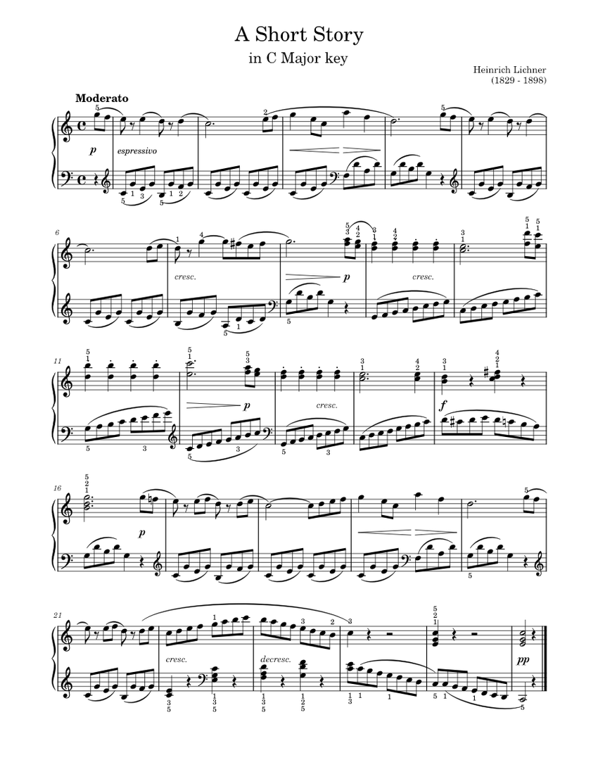 Kleine geschichte a short story in c major key heinrich lichner