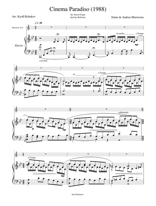 Cinema Paradiso (1988)_Klarinette.Klavier,Duo