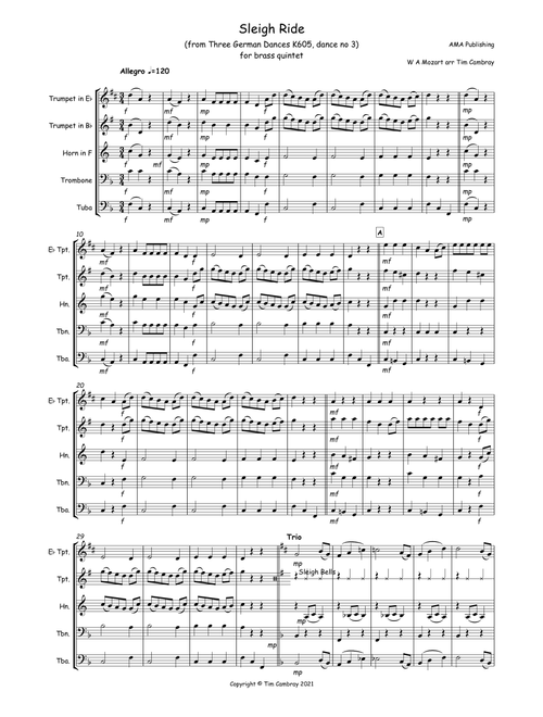 Sleigh Ride (Arr. Tim Cambray) - W A Mozart (Brass Ensemble)