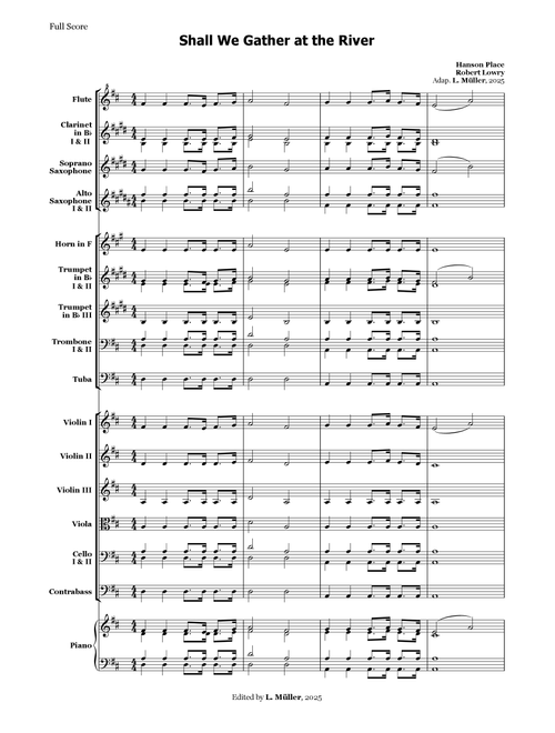 Shall We Gather at the River - for Beginner Orchestra (Arr. L. Müller) - Robert Lowry (Large Ensemble)