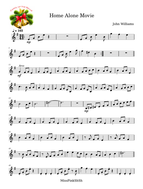 Home Alone -Carol of the bells - John Williams (Easy Violin) 🎻