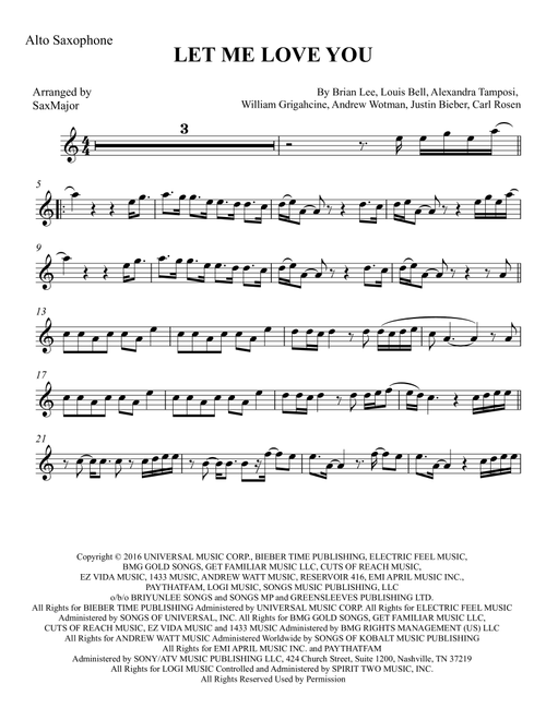 Let Me Love You (Arr. SaxMajor) - DJ Snake Feat Justin Bieber (Alto Sax Solo)