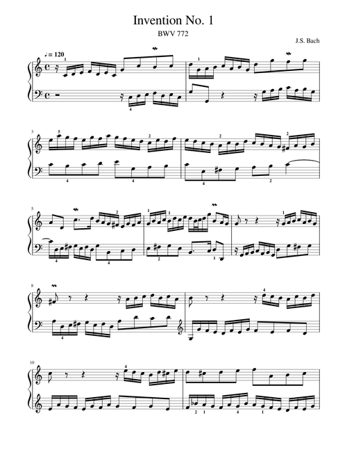 J.S. Bach - Invention No. 1 (BWV 772)