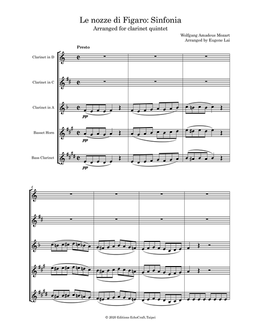 Le nozze di Figaro: Sinfonia (The Marriage of Figaro: Overture) (Arr. Eugene Lai) - Wolfgang Amadeus Mozart (Woodwind Ensemble)