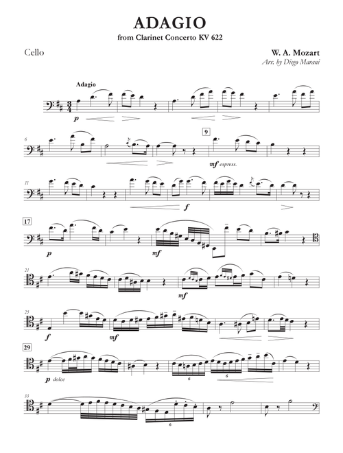 Adagio from Clarinet Concerto for Cello and Piano (Arr. Diego Marani) - Sabine Meyer, Benny Goodman (Cello and Piano)