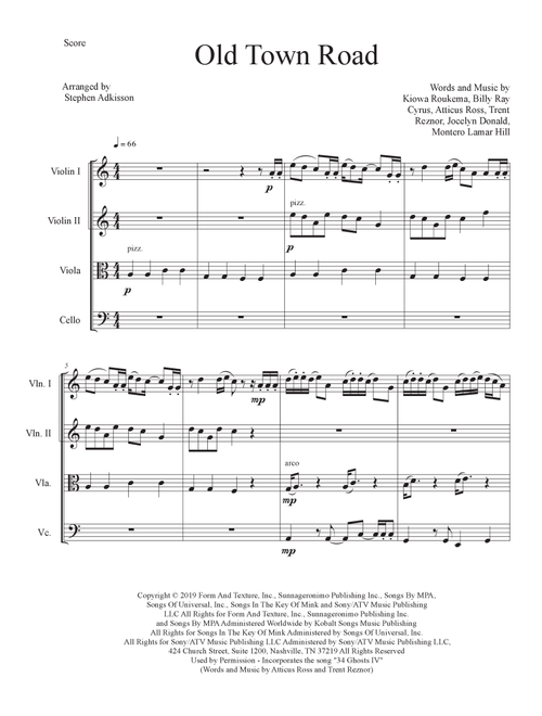 Old Town Road (remix) (Arr. Stephen Adkisson) - Lil Nas X feat. Billy Ray Cyrus (String Quartet)