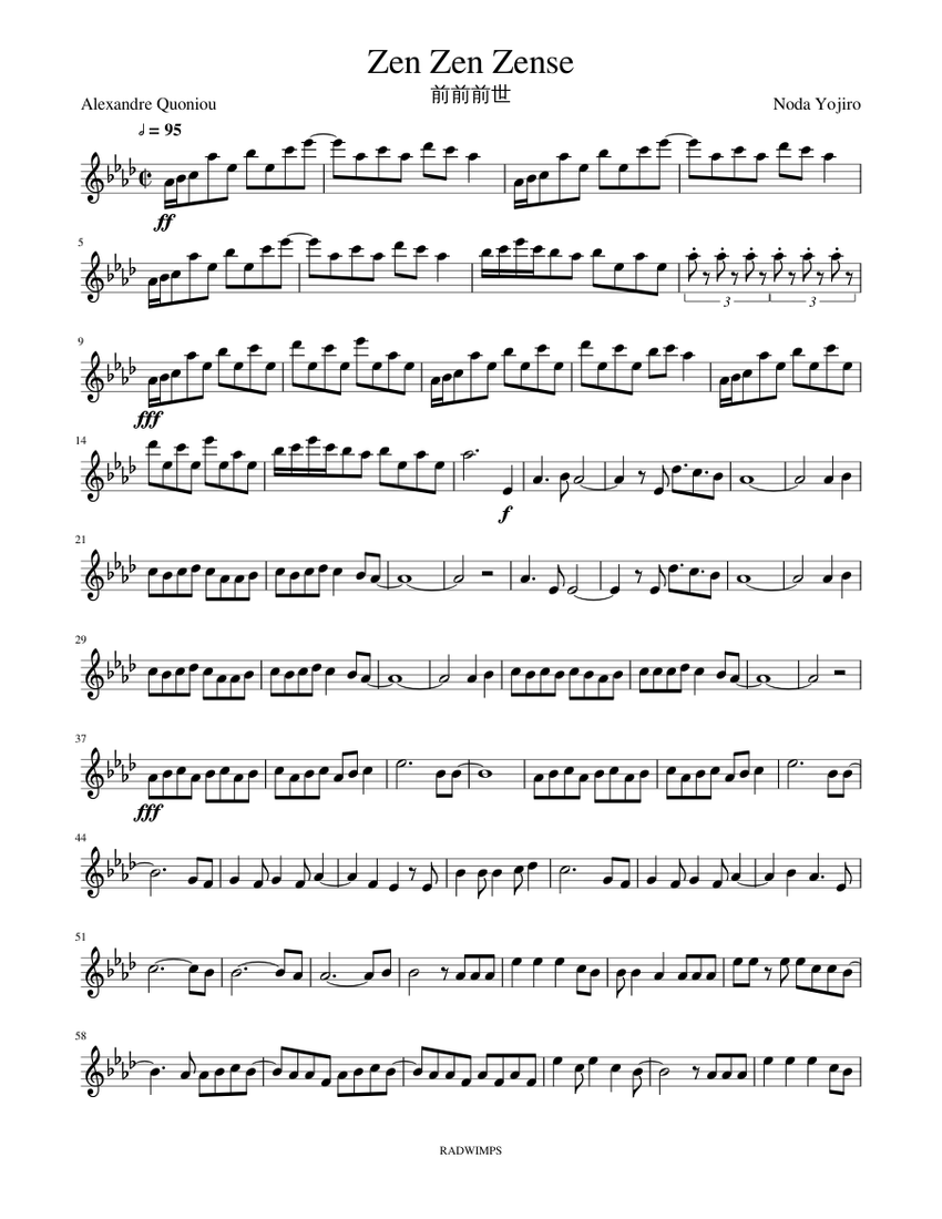 Zen Zen Zense Sheet music for Saxophone alto (Solo) | Musescore.com