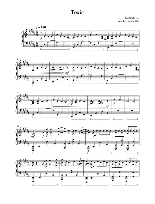 Toxic – BoyWithUke (Short Piano Cover)