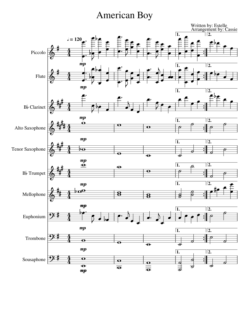 American_Boy.01 Sheet music for Trombone, Euphonium, Mellophone, Flute ...
