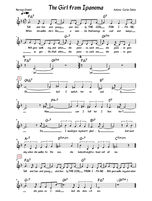 The Girl from Ipanema (Realbook I version) (Lead sheet with lyrics )