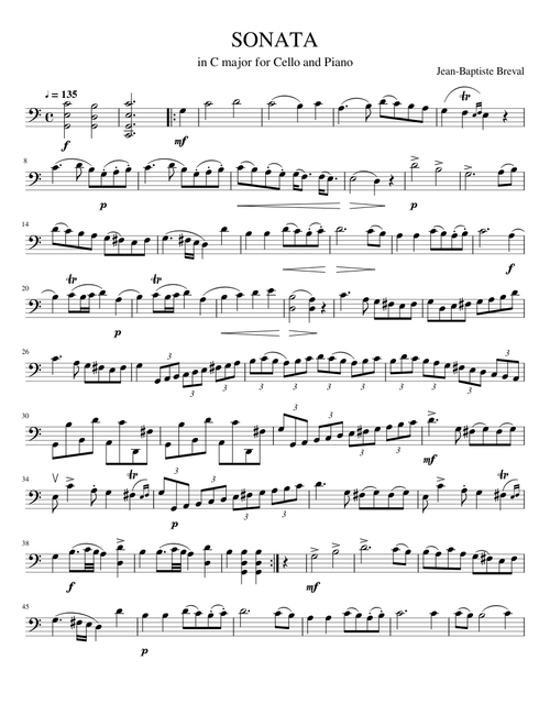 Cello Sonata in C major, Op.40 No.1 by Jean-Baptiste Bréval