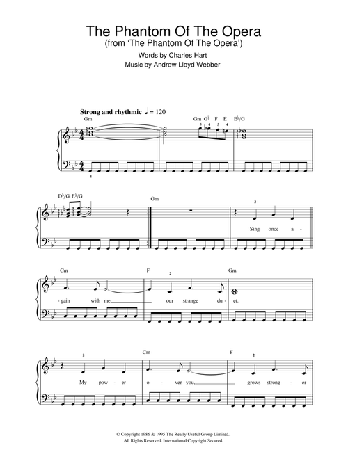 The Phantom Of The Opera (Verse Only) - Andrew Lloyd Webber, The Phantom Of The Opera (Musical) (Easy Piano)