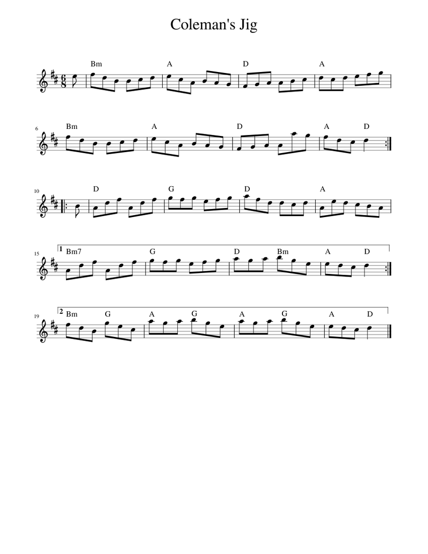 Coleman's Jig Sheet music for Piano (Solo)