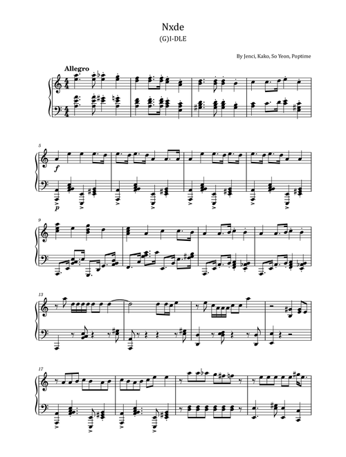 Nxde (Arr. poon) - (g)i-dle (Easy Piano)