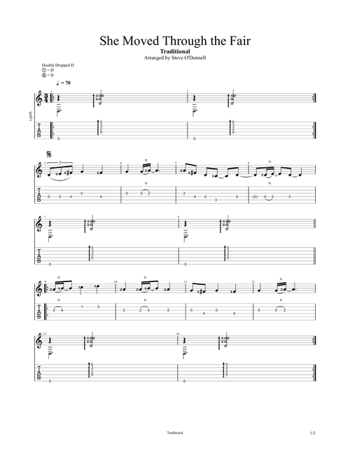She Moved Through the Fair (Arr. Steve O'Donnell) - Traditional (Guitar Tab)