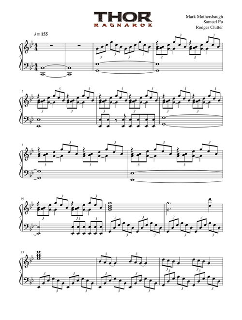Main Theme - Thor: Ragnarok - Mark Mothersbaugh - Piano Solo