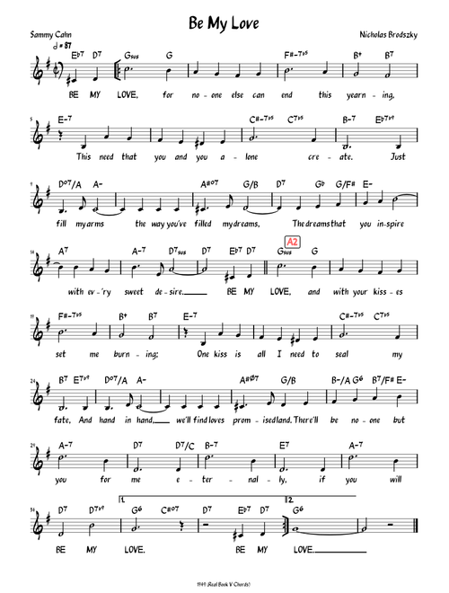 Be My Love (Lead sheet with lyrics )