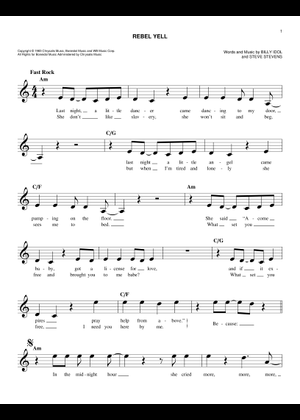 Rebel yell – Billy Idol Sheet Music with Chords for Guitar
